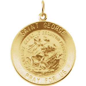 14k Yellow Gold 25mm Round St. George Medal