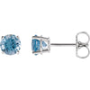 14K White Gold 5mm Round Aquamarine Earrings