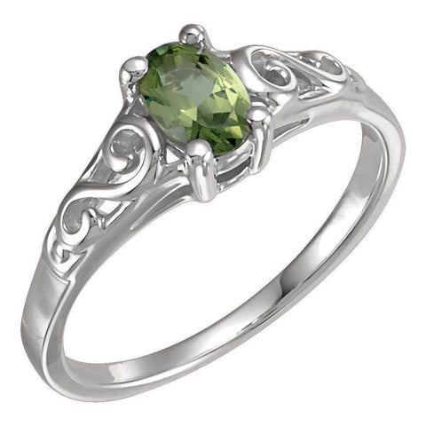Sterling Silver August Imitation Birthstone Ring , Size 5