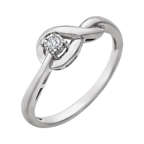 14k White Gold .04 CTW Diamond Ring, Size 7