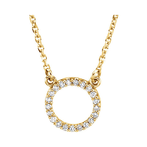 14k Yellow Gold 1/10 CTW Diamond Circle 16" Necklace