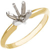 14k Yellow & White Gold 6-6.6mm Round Pre-Notched 6-Prong Solitaire Ring Mounting, Size 6