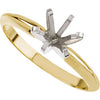 14K Yellow & White 5-5.3mm Round Pre-Notched 6-Prong Solitaire Ring Mounting, Size 6