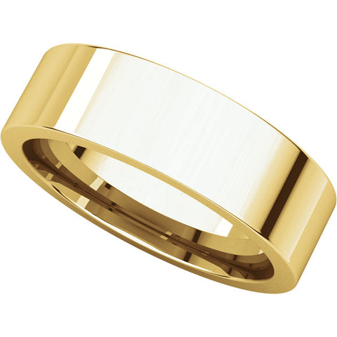 18k Yellow Gold 6mm Flat Comfort Fit Band, Size 11