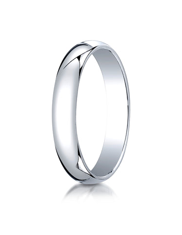 Benchmark 10K White Gold 4mm Slightly Domed Traditional Oval Wedding Band Ring (Sizes 4 - 15 )