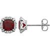 14k White Gold Mozambique Garnet & 1/10 ctw. Diamond Earrings