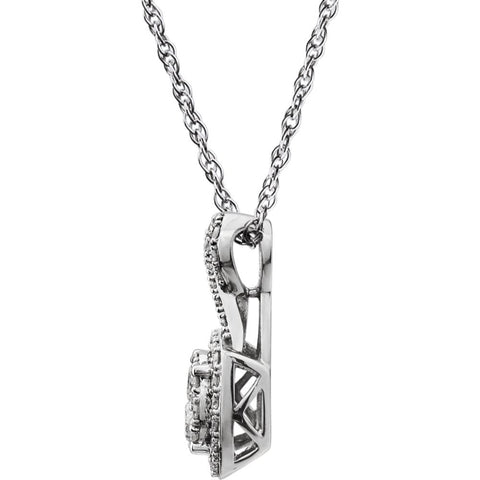 14k White Gold 3/4 CTW Halo-Style Diamond 18" Necklace