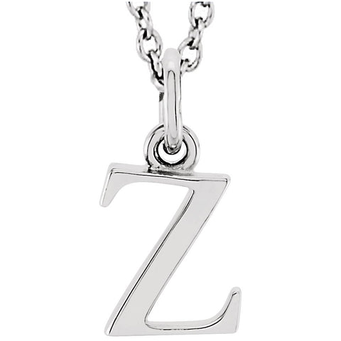 14k White Gold "z" Lowercase Initial 16" Necklace