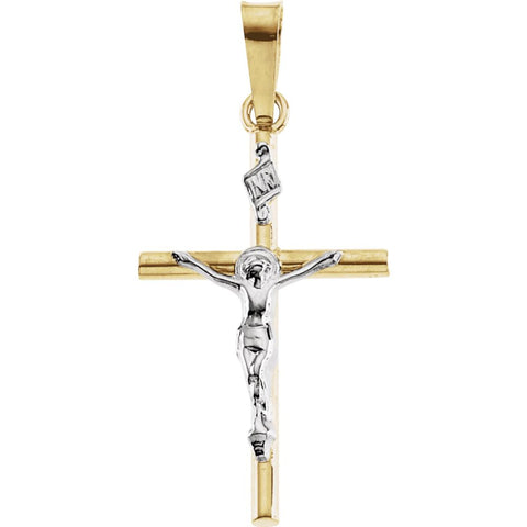 14K Yellow & White 20x13mm Crucifix Pendant