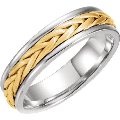 14K White & Yellow Gold 5 mm Hand Woven Band Size 5