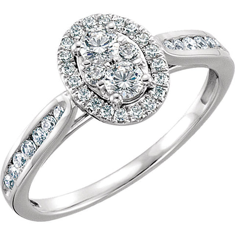14k White Gold 1/2 CTW Diamond Engagement Ring, Size 7