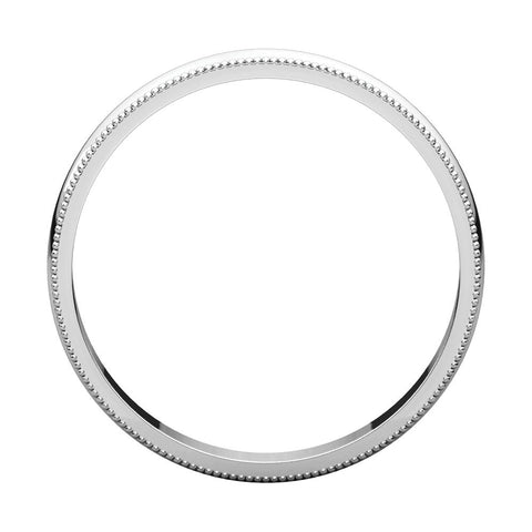 10k White Gold 3mm Light Milgrain Band, Size 7