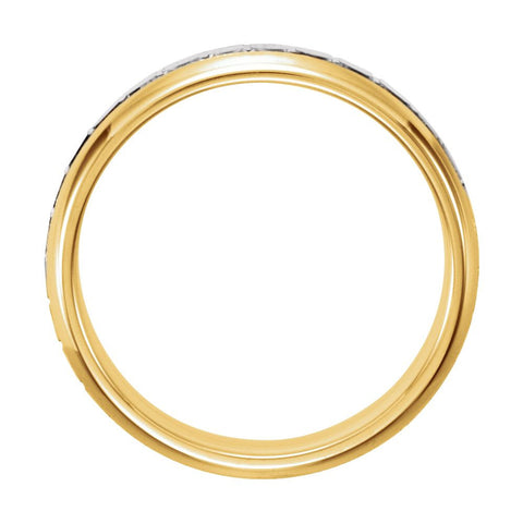 14K Yellow & White 6mm Design Band Size 7.5