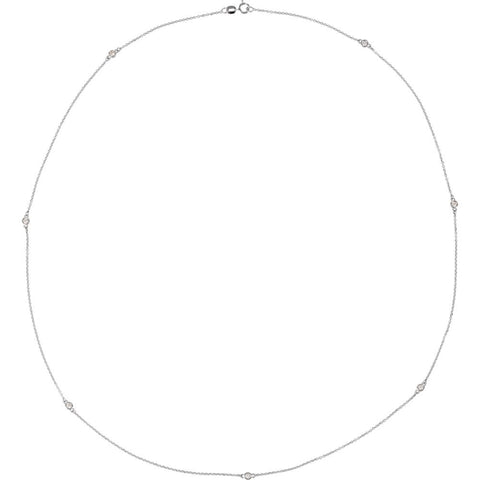 Sterling Silver 1/3 CTW Diamond Bezel 24" Necklace