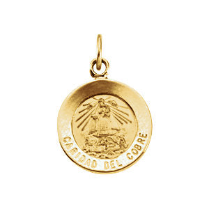 14k Yellow Gold 12mm Round Caridad del Cobre Medal