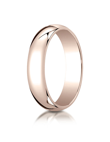 Benchmark 14K Rose Gold 5mm Slightly Domed Traditional Oval Wedding Band Ring (Sizes 4 - 15 )