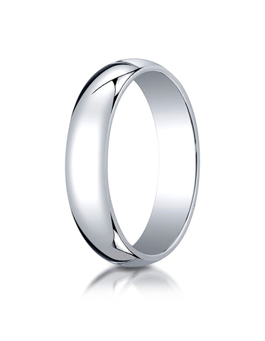 Benchmark 18K White Gold 5mm Slightly Domed Traditional Oval Wedding Band Ring (Sizes 4 - 15 )
