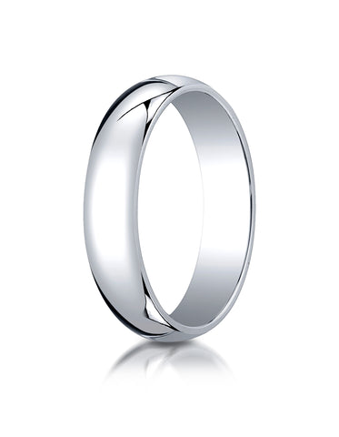 Benchmark 10K White Gold 5mm Slightly Domed Traditional Oval Wedding Band Ring (Sizes 4 - 15 )