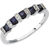 0.05 CTTW Genuine Sapphire and Diamond Anniversary Band in 14k White Gold ( Size 6 )