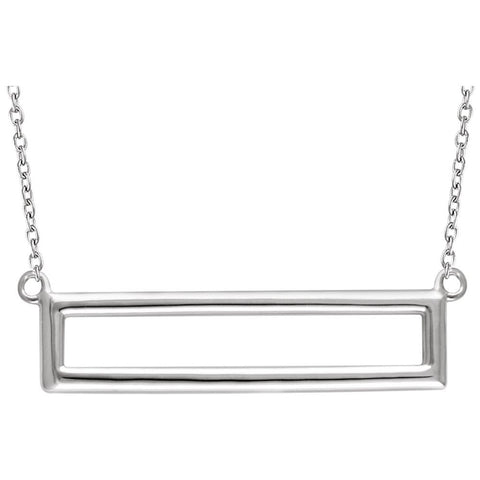 14k White Gold Rectangle 16-18" Necklace