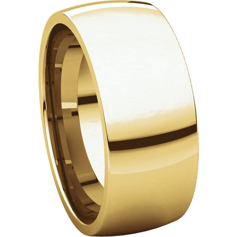 14k Yellow Gold 8mm Light Comfort Fit Band, Size 6