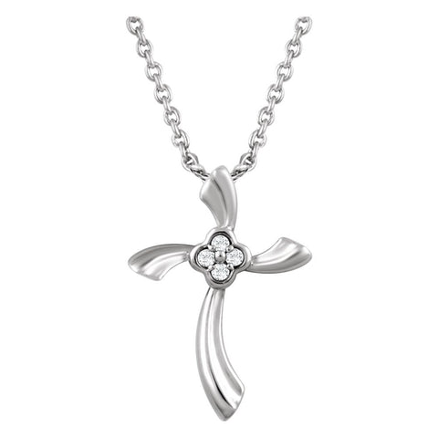 Sterling Silver .03 CTW Diamond Cross 18" Necklace