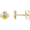 14K Yellow Gold Heart & Cubic Zirconia Accented Earrings