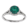 14k White Gold Lab Created Emerald & 1/6 CTW Diamond Ring, Size 7
