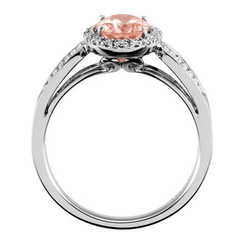 14k White Gold Morganite & 1/5 CTW Diamond Ring, Size 7