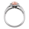 14k White Gold Morganite & 1/5 CTW Diamond Ring, Size 7