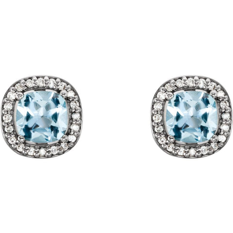 14k White Gold Sky Blue Topaz & 1/10 CTW Diamond Earrings