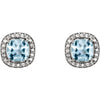 14k White Gold Sky Blue Topaz & 1/10 CTW Diamond Earrings
