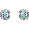 14k White Gold Sky Blue Topaz & 1/10 CTW Diamond Earrings
