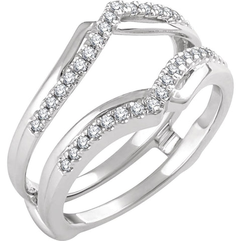 14k White Gold 1/4 CTW Diamond Ring Guard, Size 7
