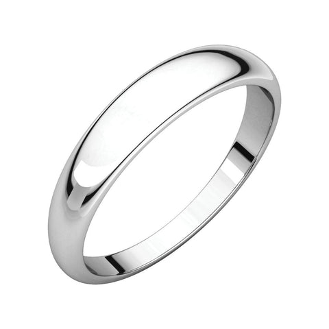 14k White Gold 4mm Half Round Tapered Band, Size 7