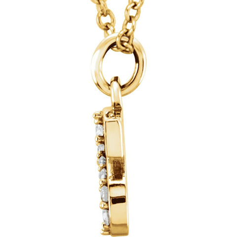 14k Yellow Gold .03 CTW Diamond Lowercase Letter "s" Initial 16" Necklace