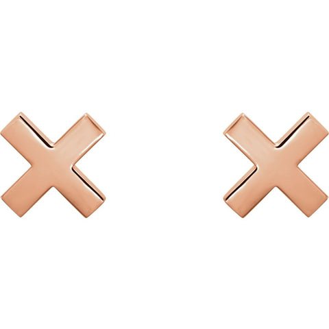 14k Rose Gold "X" Earrings
