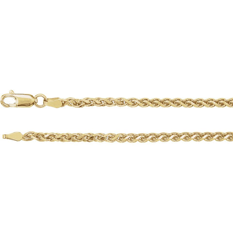 14k Yellow Gold 2.75mm Diamond Cut Wheat 16" Chain
