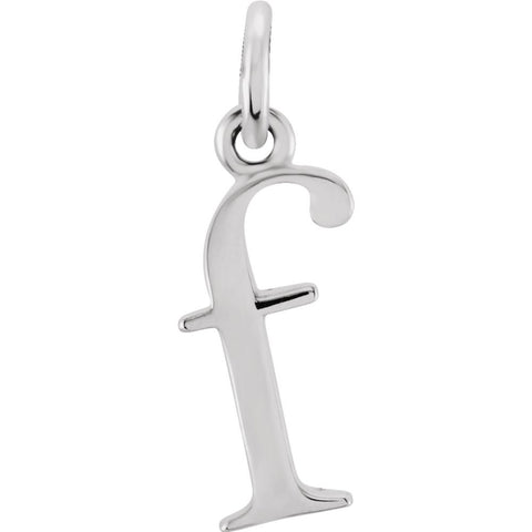 14k White Gold "f" Lowercase Initial Pendant