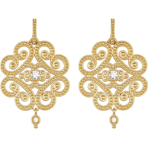 14k Yellow Gold 1/5 CTW Diamond Granulated Earrings