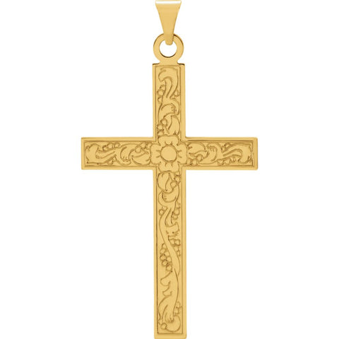 14k Yellow Gold 39x25mm Design Cross Pendant