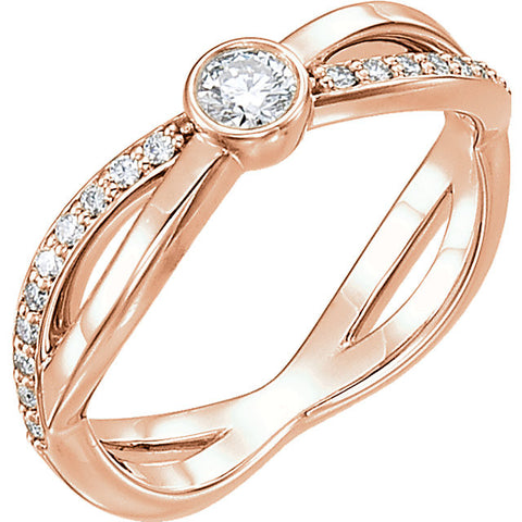 14k Rose Gold 1/3 ctw. Diamond Infinity Ring, Size 7