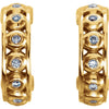 14k Yellow Gold 1/10 CTW Diamond Hoop Earrings