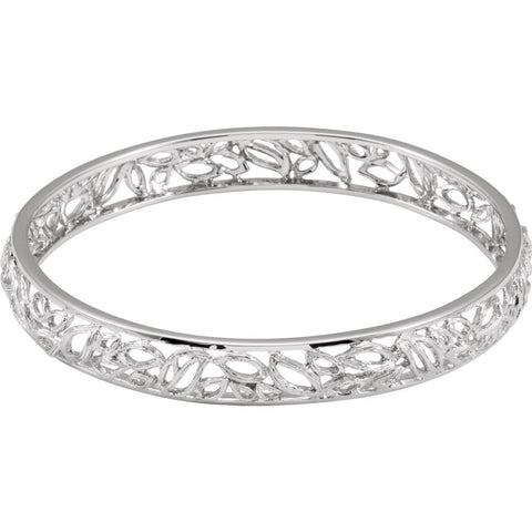 Sterling Silver Textured Bark Bangle Bracelet