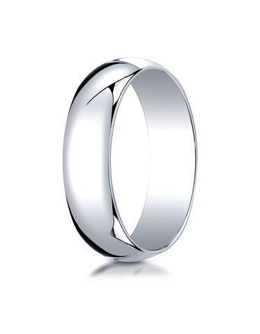 Benchmark 10K White Gold 6mm Slightly Domed Traditional Oval Wedding Band Ring (Sizes 4 - 15 )