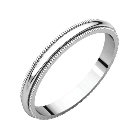 Platinum 2.5mm Milgrain Band, Size 7
