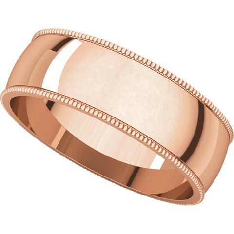 14k Rose Gold 6mm Light Milgrain Band, Size 4