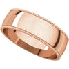 14k Rose Gold 6mm Light Milgrain Band, Size 4