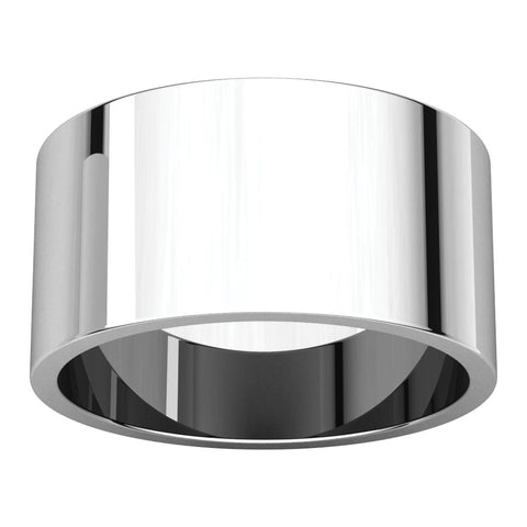 14k White Gold 10mm Flat Band, Size 11