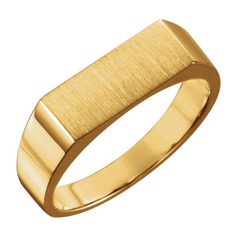 10k Yellow Gold 15x6mm Men's Signet Ring, Size 11